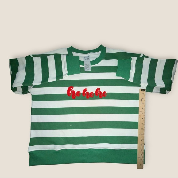 Merry Moments Tops - Merry Moments Ho Ho Ho Christmas Sweatshirt Green Striped Size L Holiday